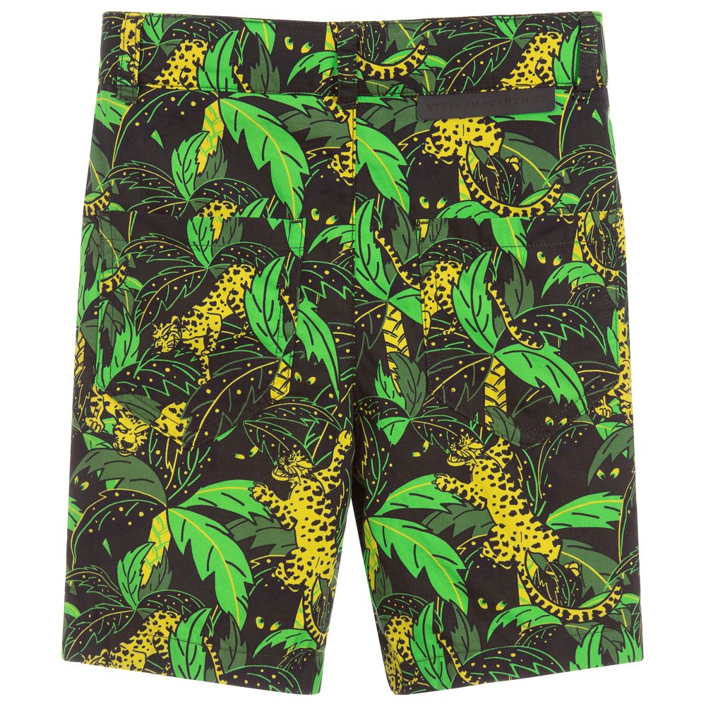 Stella McCartney Kids-Green & Black Cotton Shorts | Childrensalon Outlet