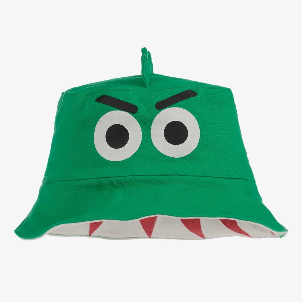 Stella McCartney Kids - Зеленая шапка из денима в виде головы крокодила | Childrensalon
