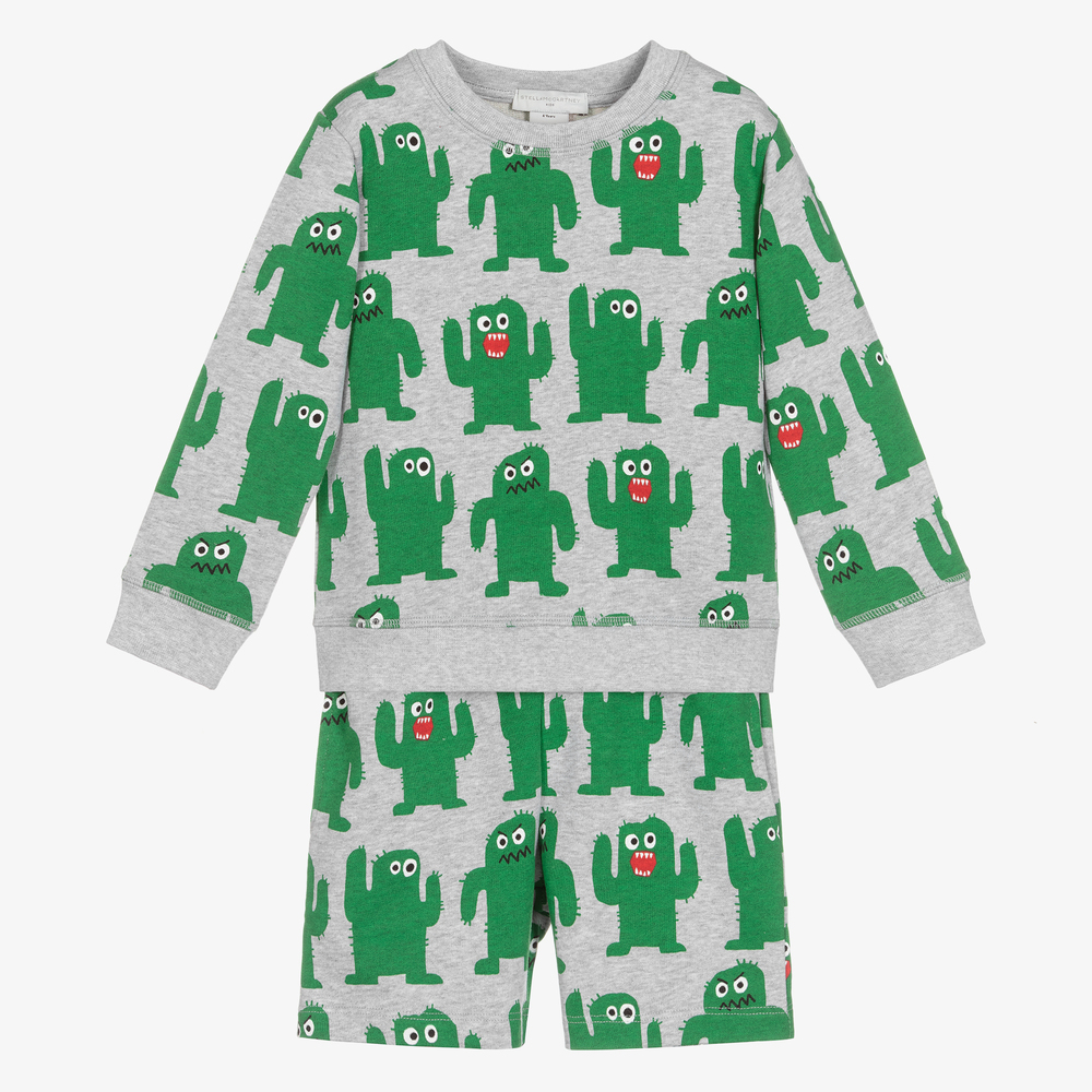 Stella McCartney Kids-Grey Cactus Short Tracksuit | Childrensalon Outlet