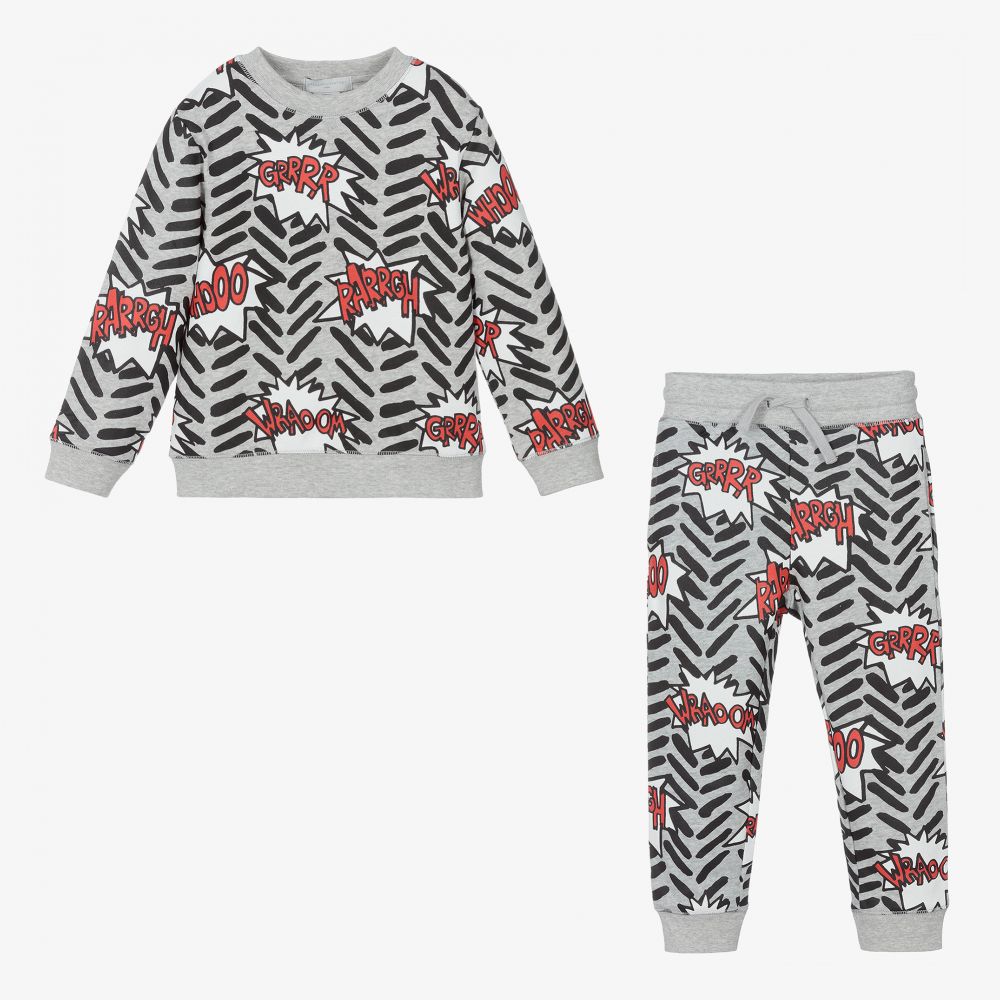 Stella McCartney Kids-Серый спортивный костюм с комиксами | Childrensalon Outlet