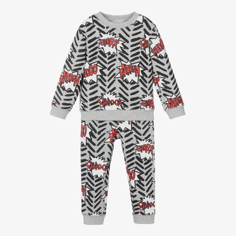 Stella McCartney Kids-Серый спортивный костюм с комиксами | Childrensalon Outlet