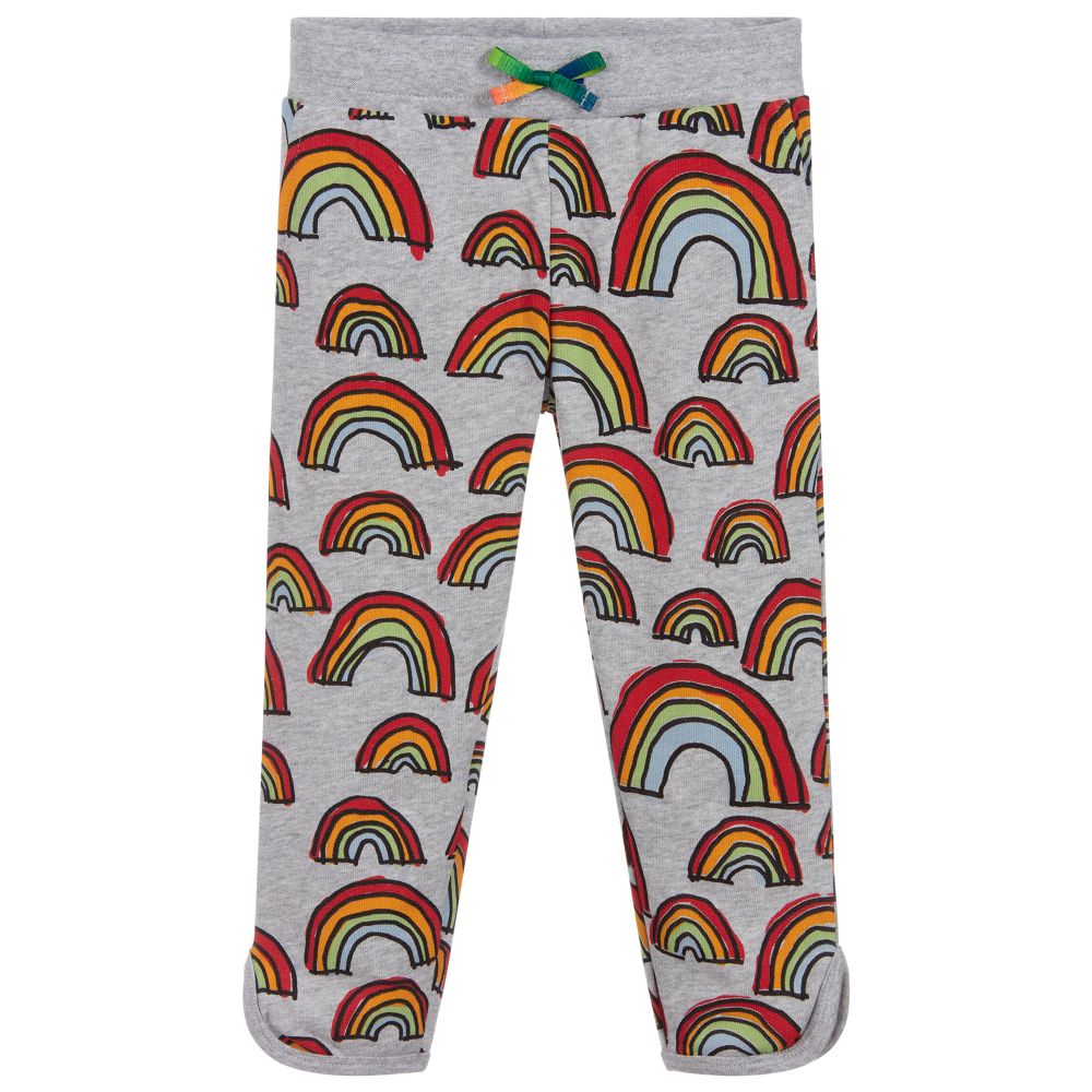Stella McCartney Kids - Grey Cotton Rainbow Joggers | Childrensalon