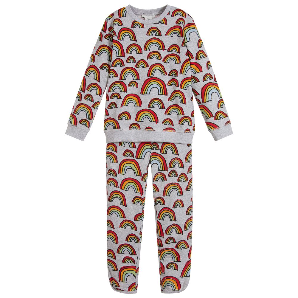 Stella McCartney Kids - Grey Cotton Rainbow Tracksuit | Childrensalon