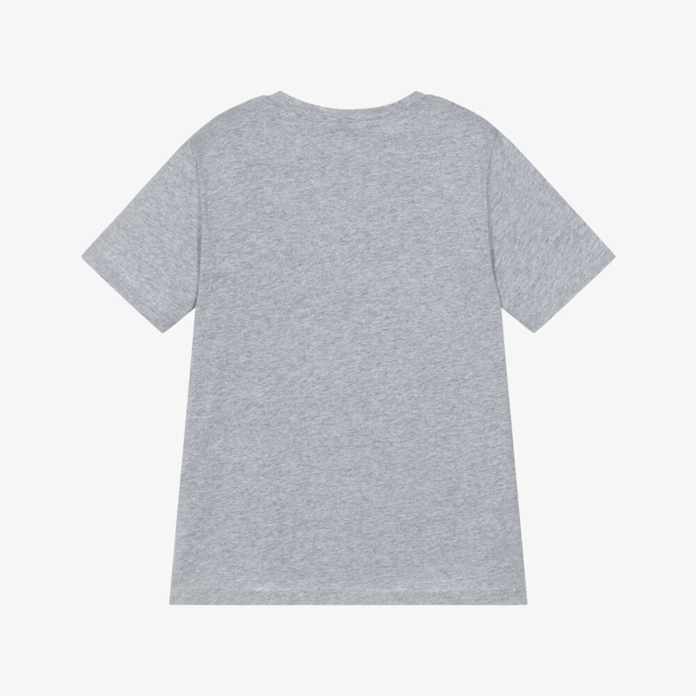 Stella McCartney Kids-تيشيرت قطني رمادي بجيب شعار | Childrensalon Outlet