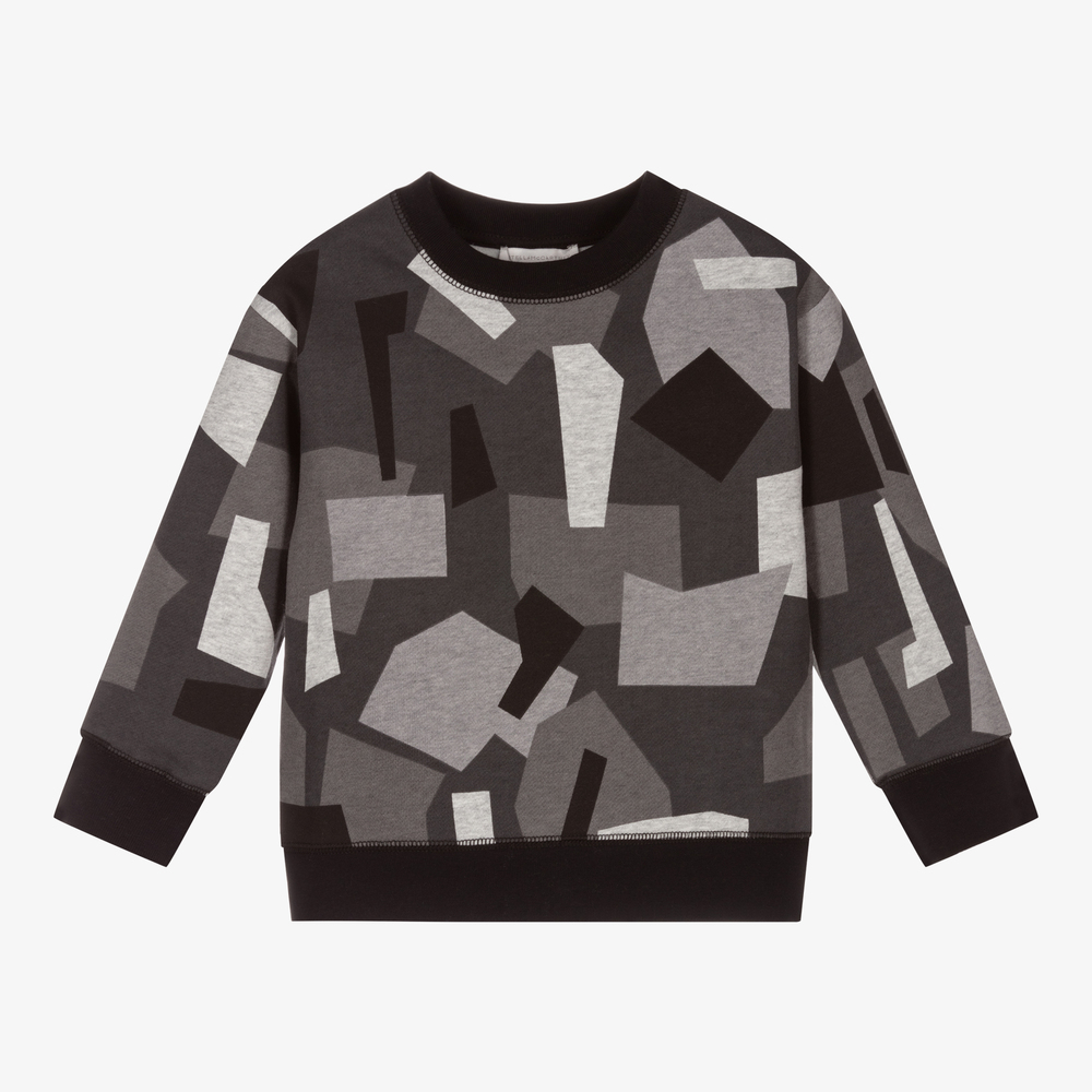 Stella McCartney Kids - Sweat à motif camouflage géométrique gris | Childrensalon
