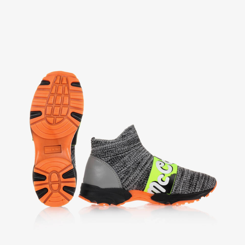 Stella McCartney Kids-Grey Logo Sock Trainers | Childrensalon Outlet