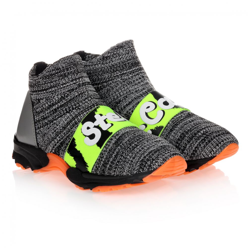 Stella McCartney Kids Grey Logo Sock Trainers Childrensalon Outlet