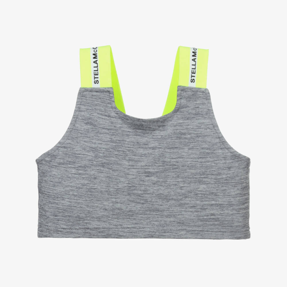 Stella McCartney Kids-Серый спортивный топ с логотипом | Childrensalon Outlet