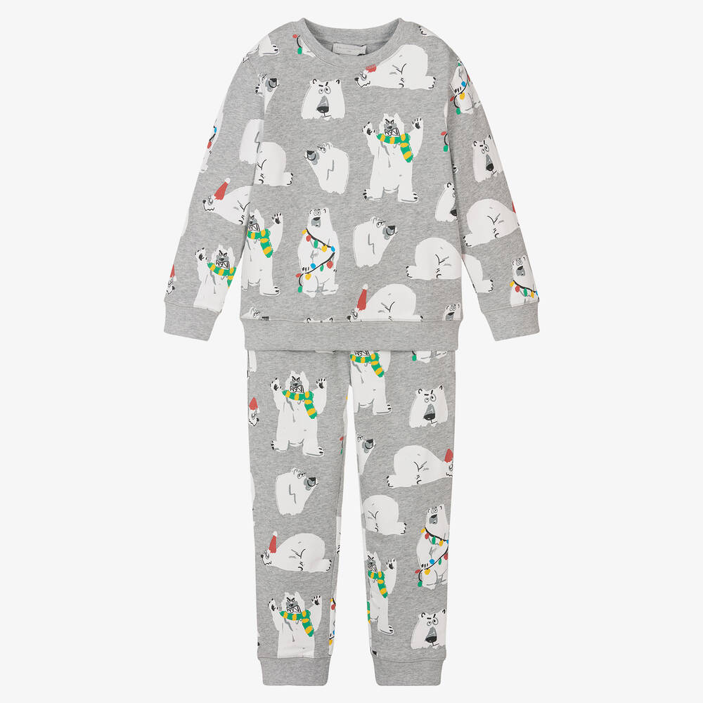 Stella McCartney Kids - Серый спортивный костюм из органического хлопка с белыми медведями | Childrensalon