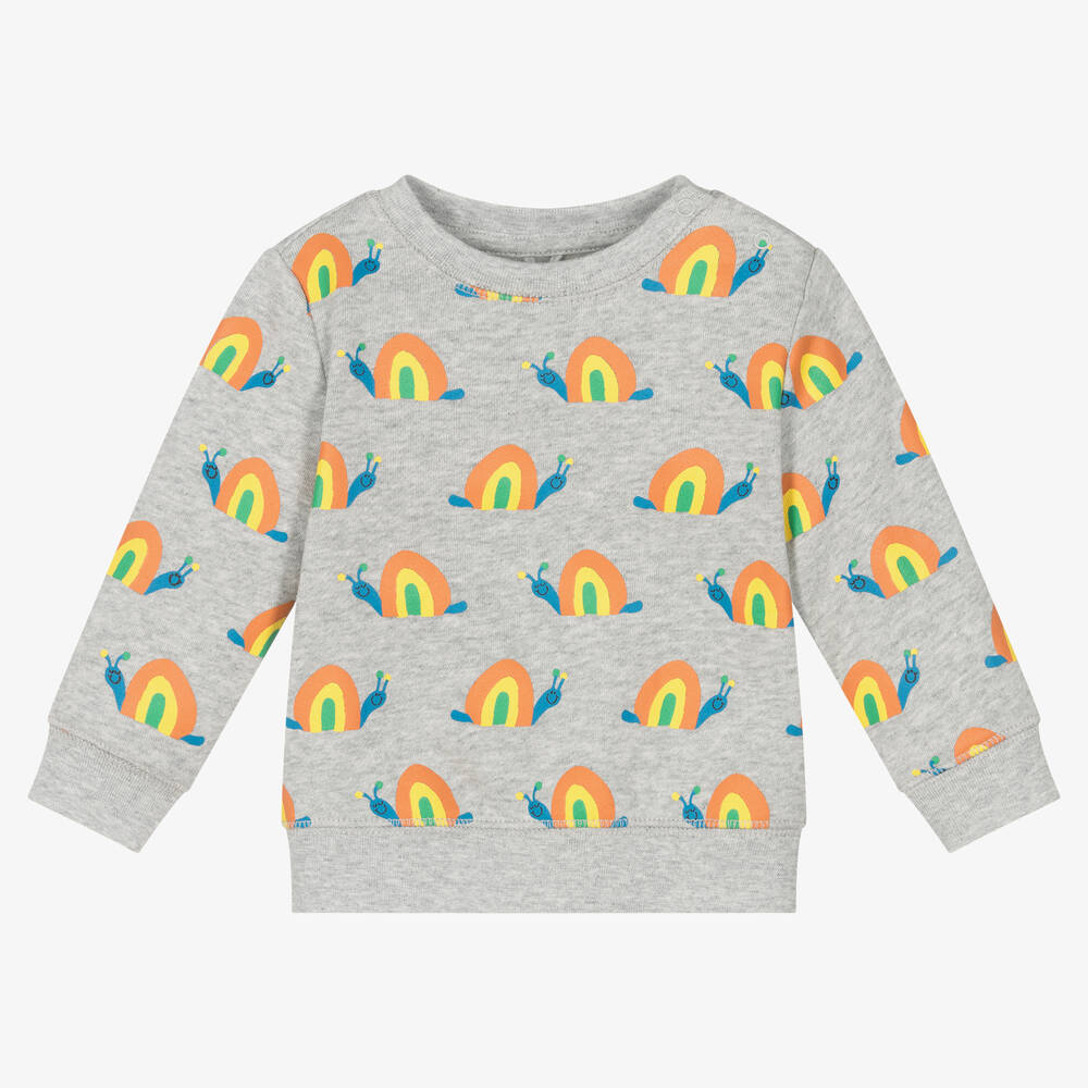 Stella McCartney Kids - Grey Organic Cotton Snail Sweatshirt  | Childrensalon