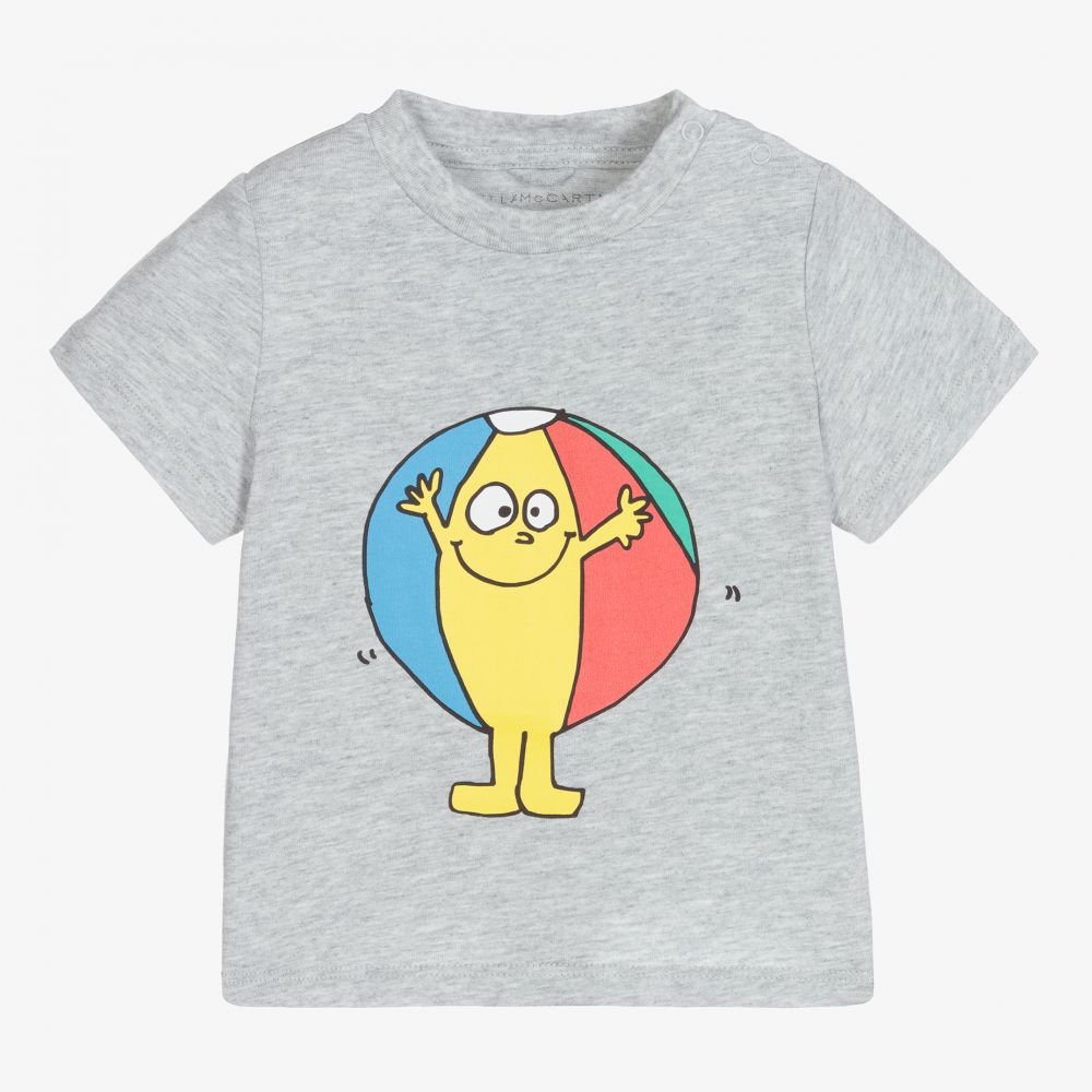 Stella McCartney Kids-Grey Organic Cotton T-Shirt  | Childrensalon Outlet
