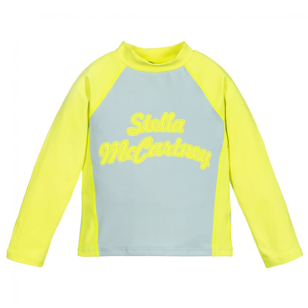 Stella McCartney Kids - Grey & Yellow Logo Sports Top | Childrensalon