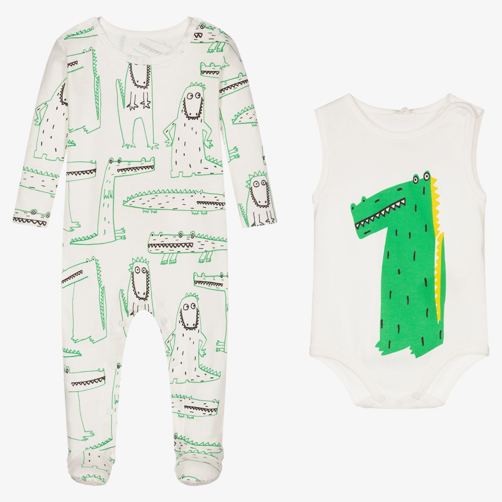 Stella McCartney Kids - Combinaison ivoire en coton (x 2) | Childrensalon