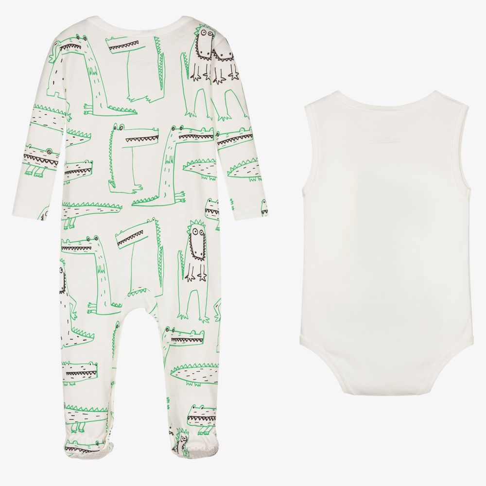 Stella McCartney Kids-Ivory Cotton Babysuit (2 Pack) | Childrensalon Outlet