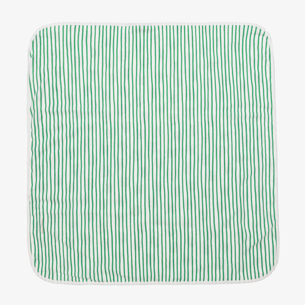 Stella McCartney Kids-بطانية قطن عضوي مقلمة لون عاجي للأطفال (72 سم) | Childrensalon Outlet