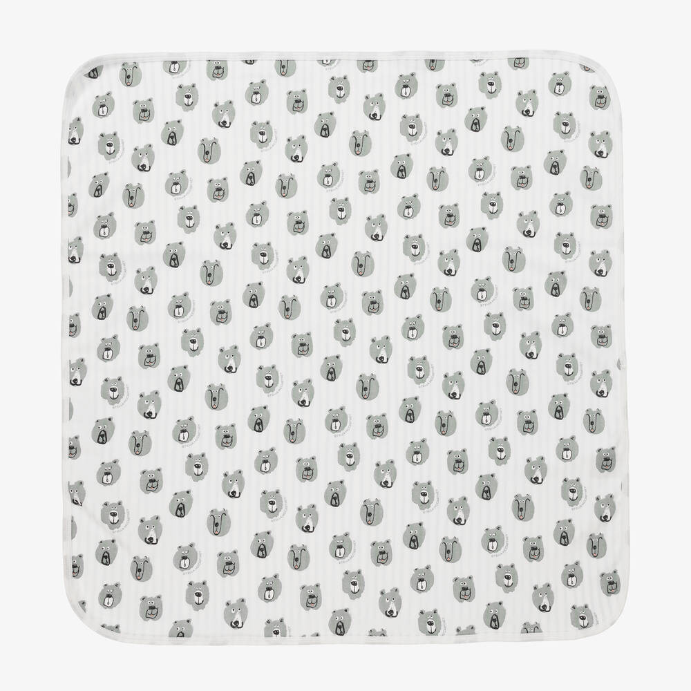 Stella McCartney Kids-بطانية قطن عضوي مقلمة لون عاجي للأطفال (72 سم) | Childrensalon Outlet