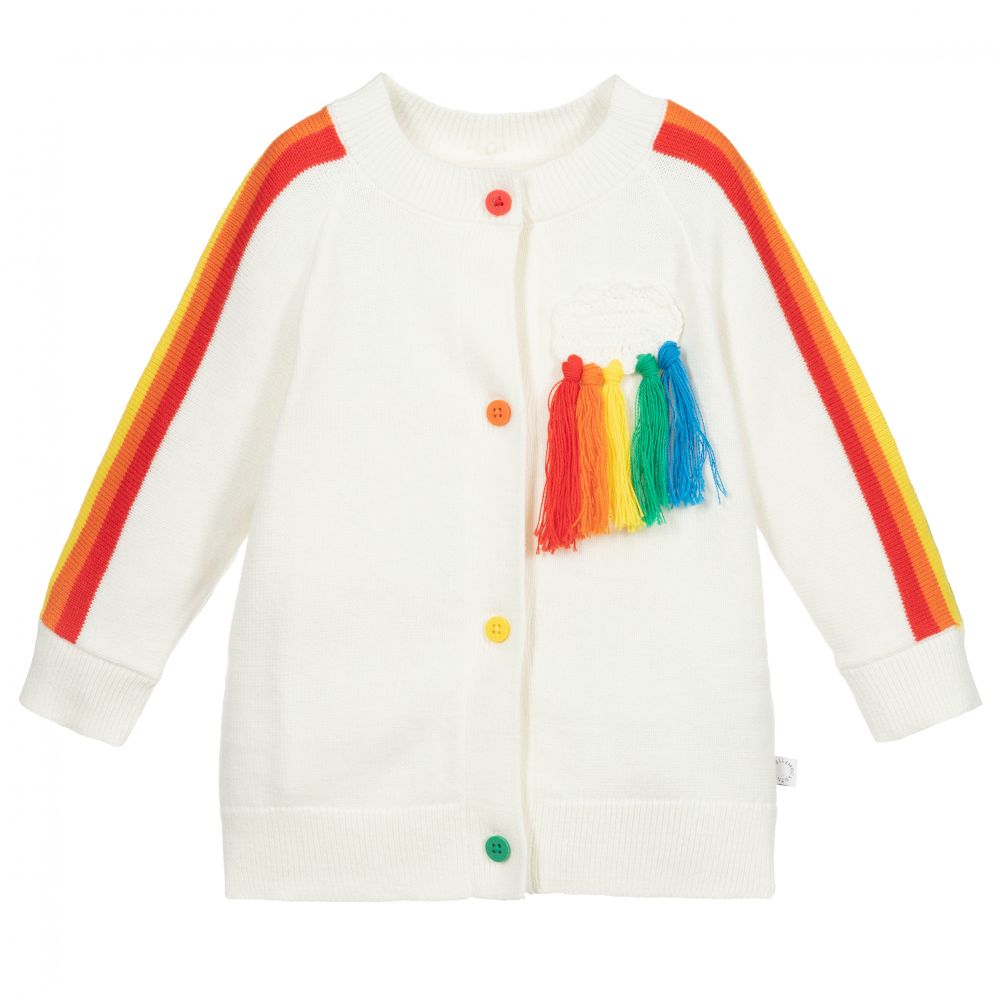 Stella McCartney Kids - كارديغان قطن و صوف لون عاجي للبنات  | Childrensalon