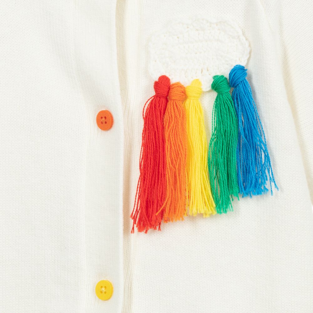 Stella McCartney Kids-Ivory Cotton Cardigan | Childrensalon Outlet