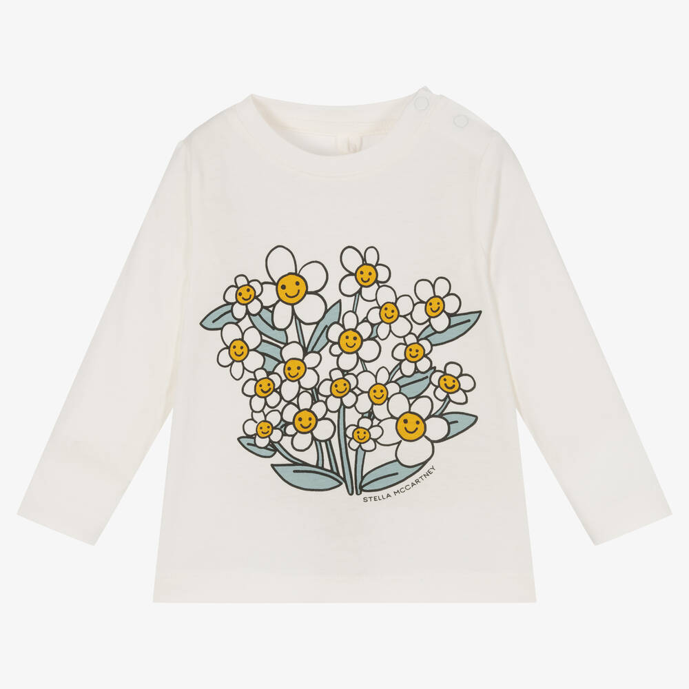 Stella McCartney Kids-Ivory Cotton Daisies Top | Childrensalon Outlet