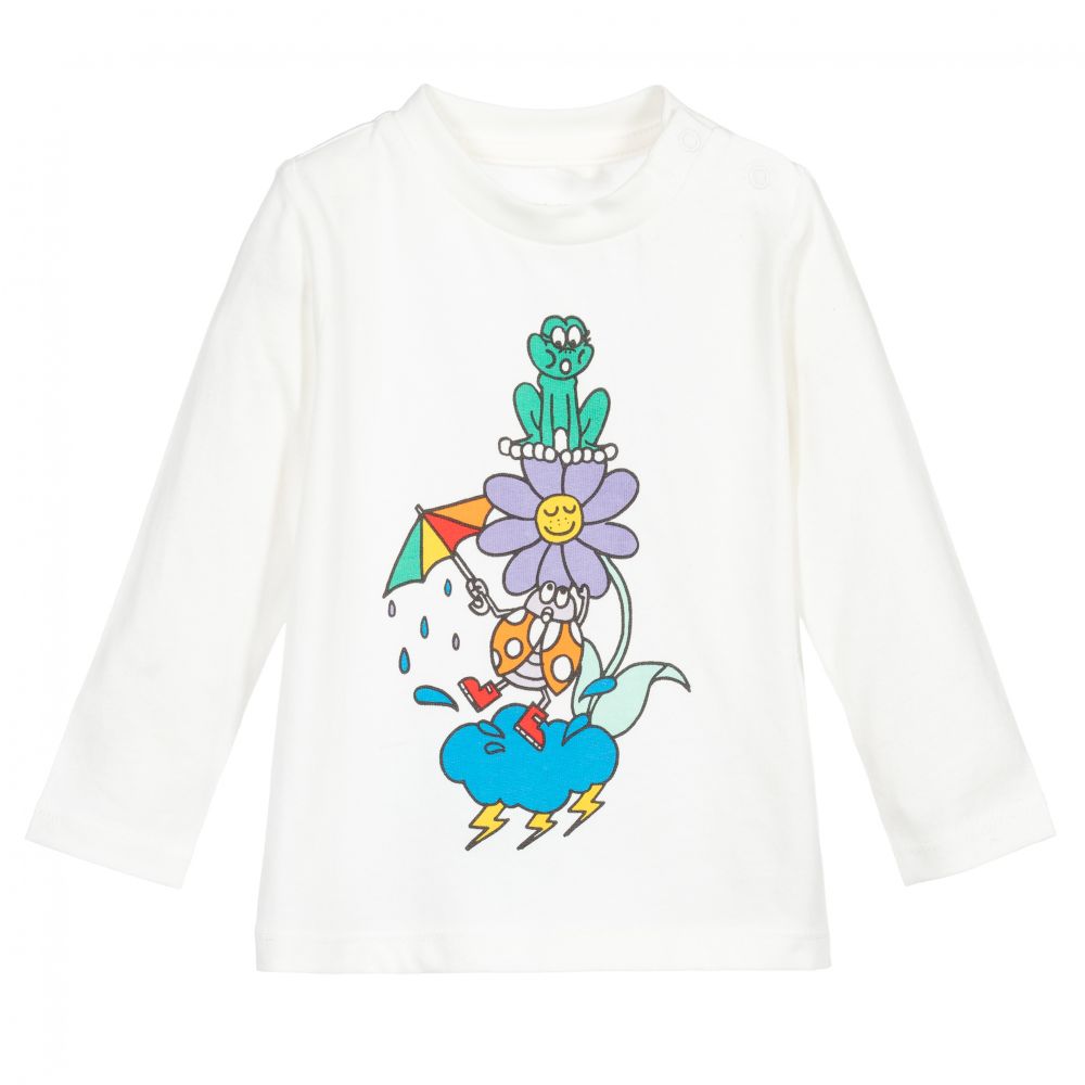 Stella McCartney Kids - توب أطفال بناتي قطن لون عاجي  | Childrensalon