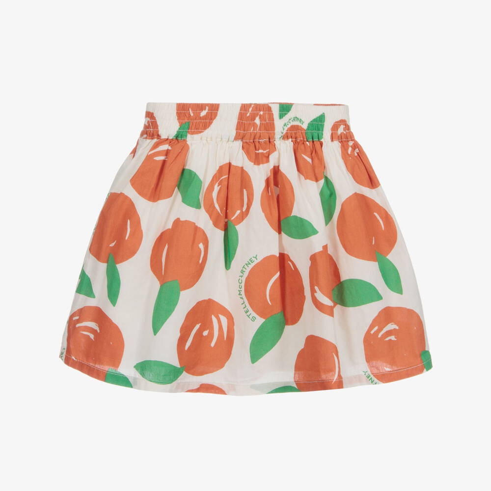 Stella McCartney Kids-Ivory & Orange Cotton Skirt | Childrensalon Outlet
