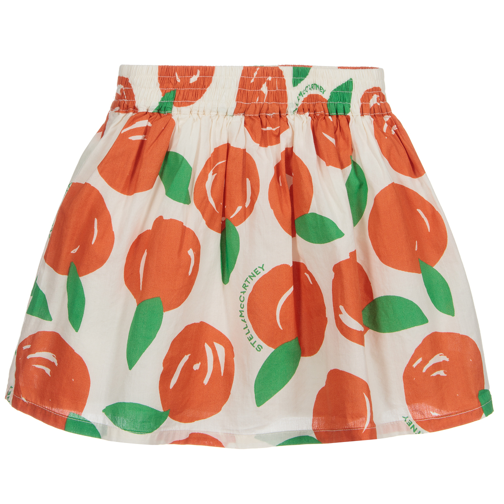 Stella McCartney Kids-Ivory & Orange Cotton Skirt | Childrensalon Outlet