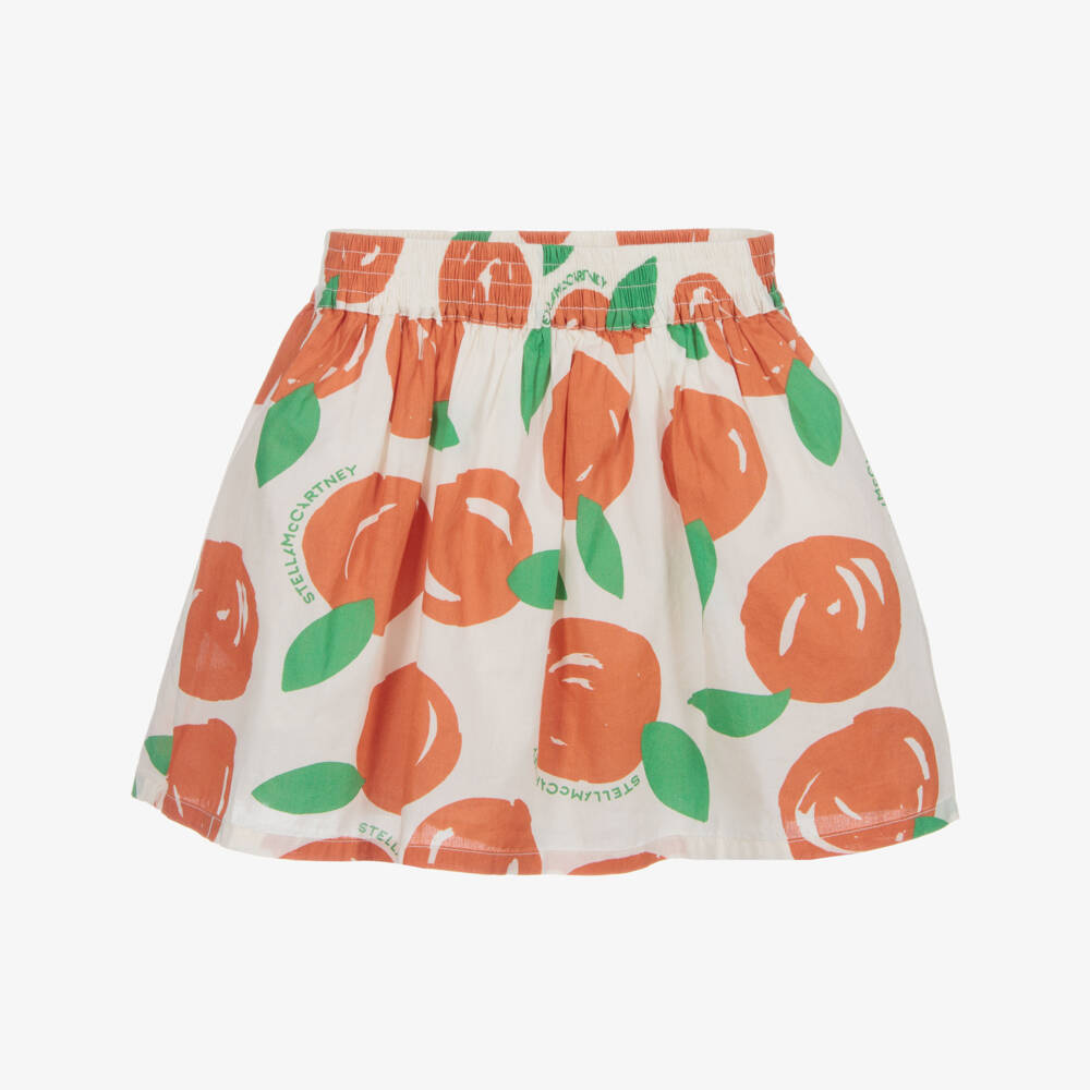 Stella McCartney Kids-Ivory & Orange Cotton Skirt | Childrensalon Outlet