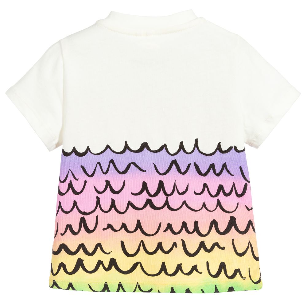 Stella McCartney Kids-Ivory & Pink Mermaid T-Shirt | Childrensalon Outlet