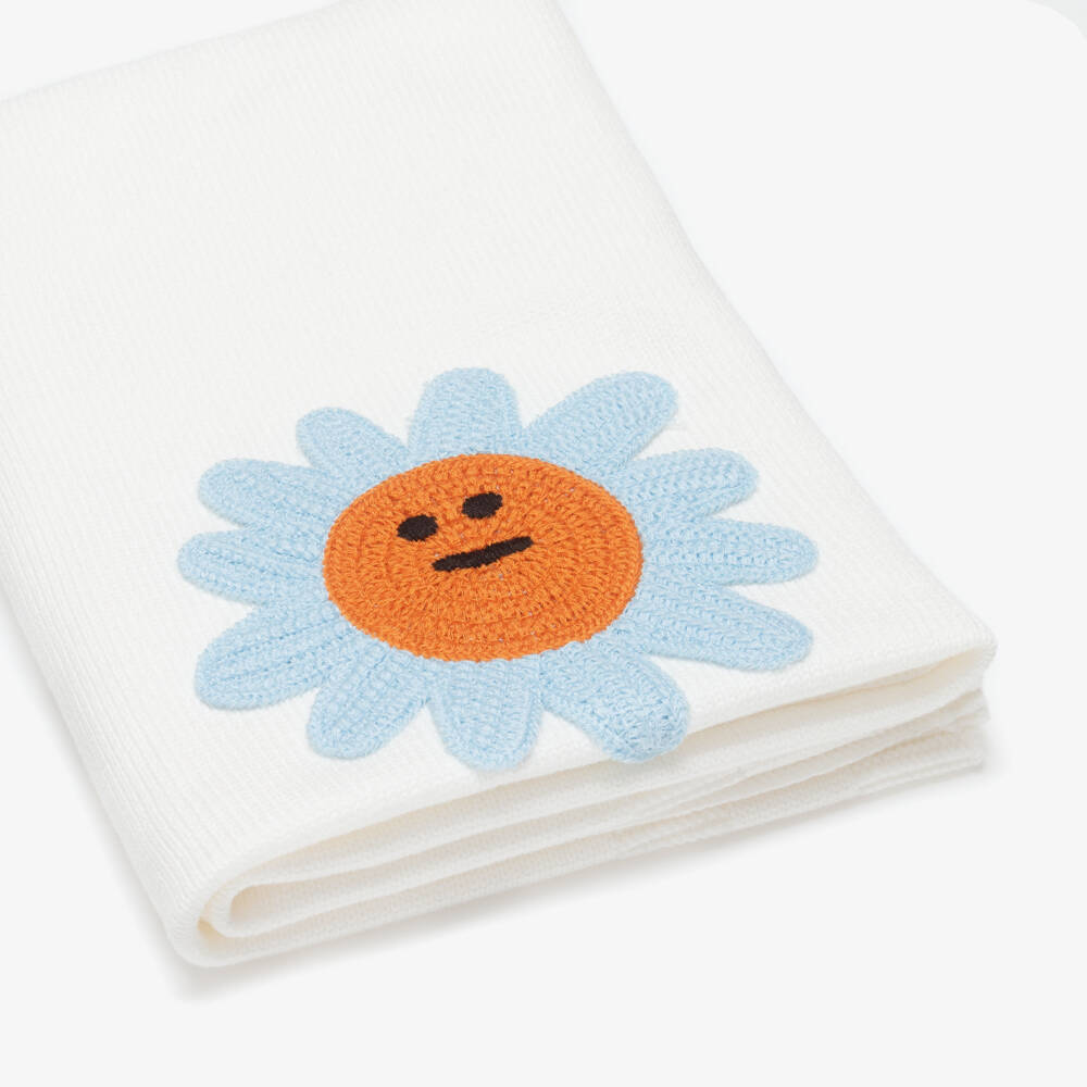 Stella McCartney Kids-Ivory Planet Knit Cotton Blanket (78cm) | Childrensalon Outlet