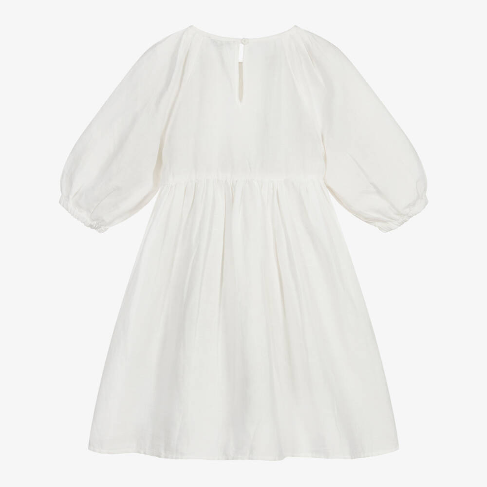 Stella McCartney Kids-Ivory Smocked Linen Dress | Childrensalon Outlet