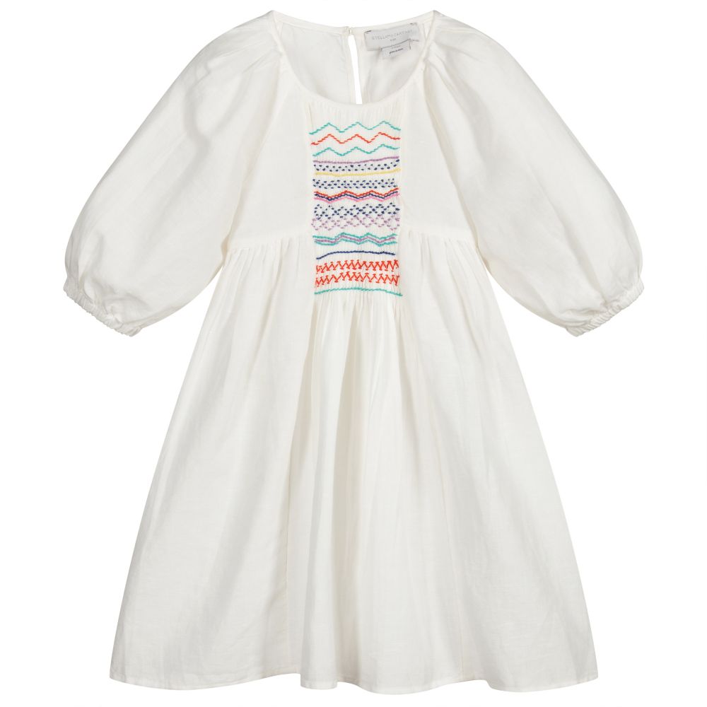 Stella McCartney Kids - Ivory Smocked Linen Dress | Childrensalon