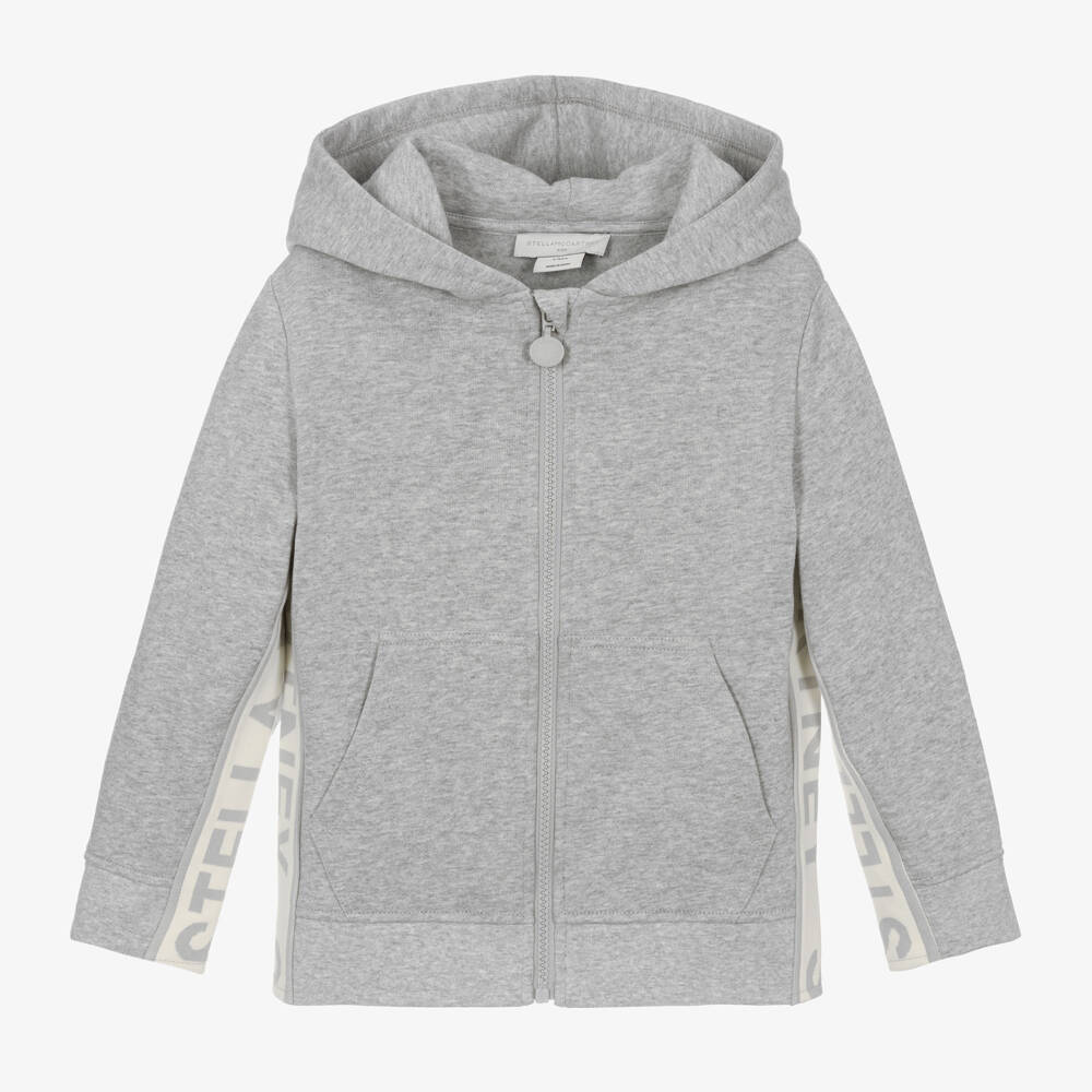 Stella McCartney Kids-Junior Boys Grey Hooded Zip Jacket | Childrensalon Outlet