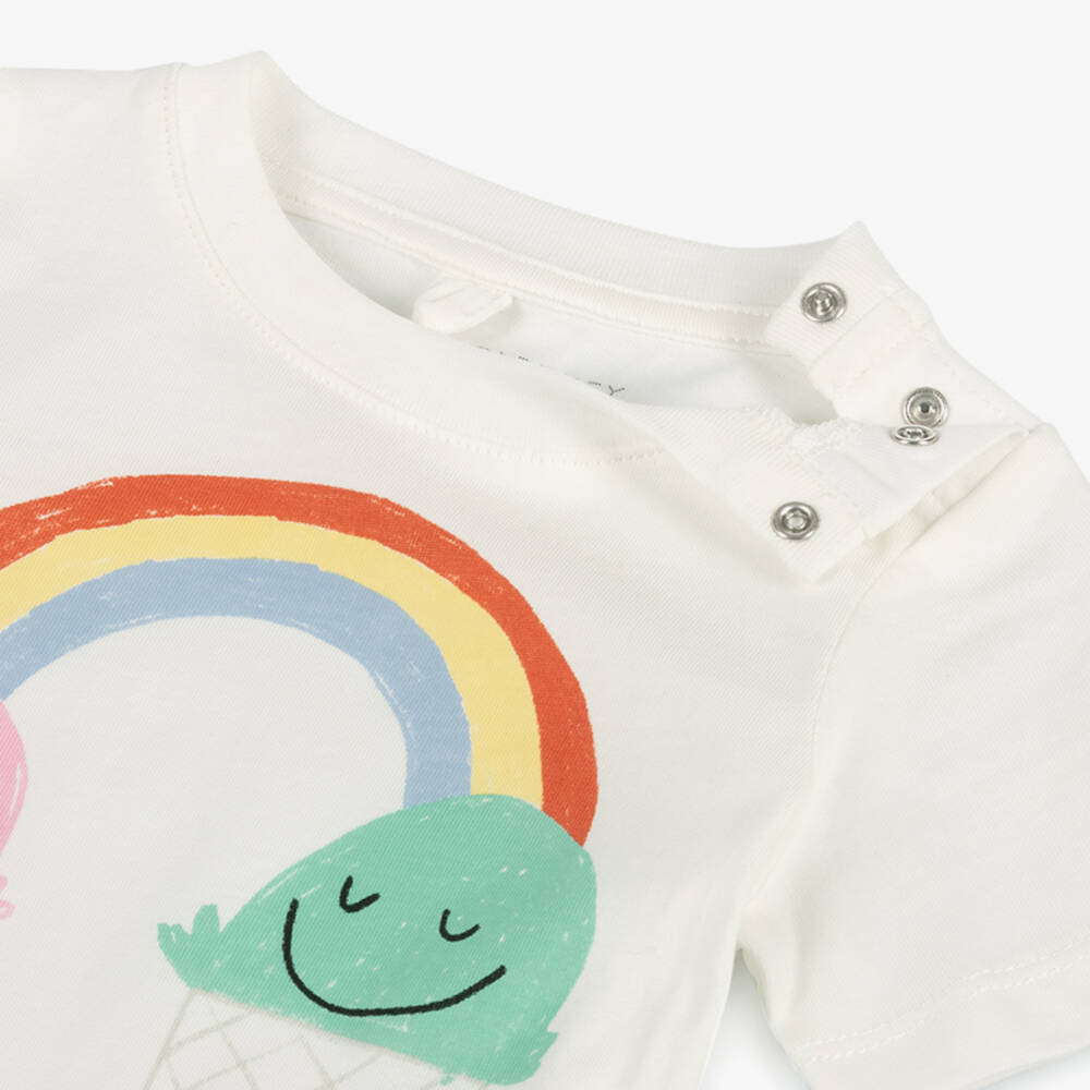 Stella McCartney Kids-Little Girls Ivory Ice Cream Tee | Childrensalon Outlet