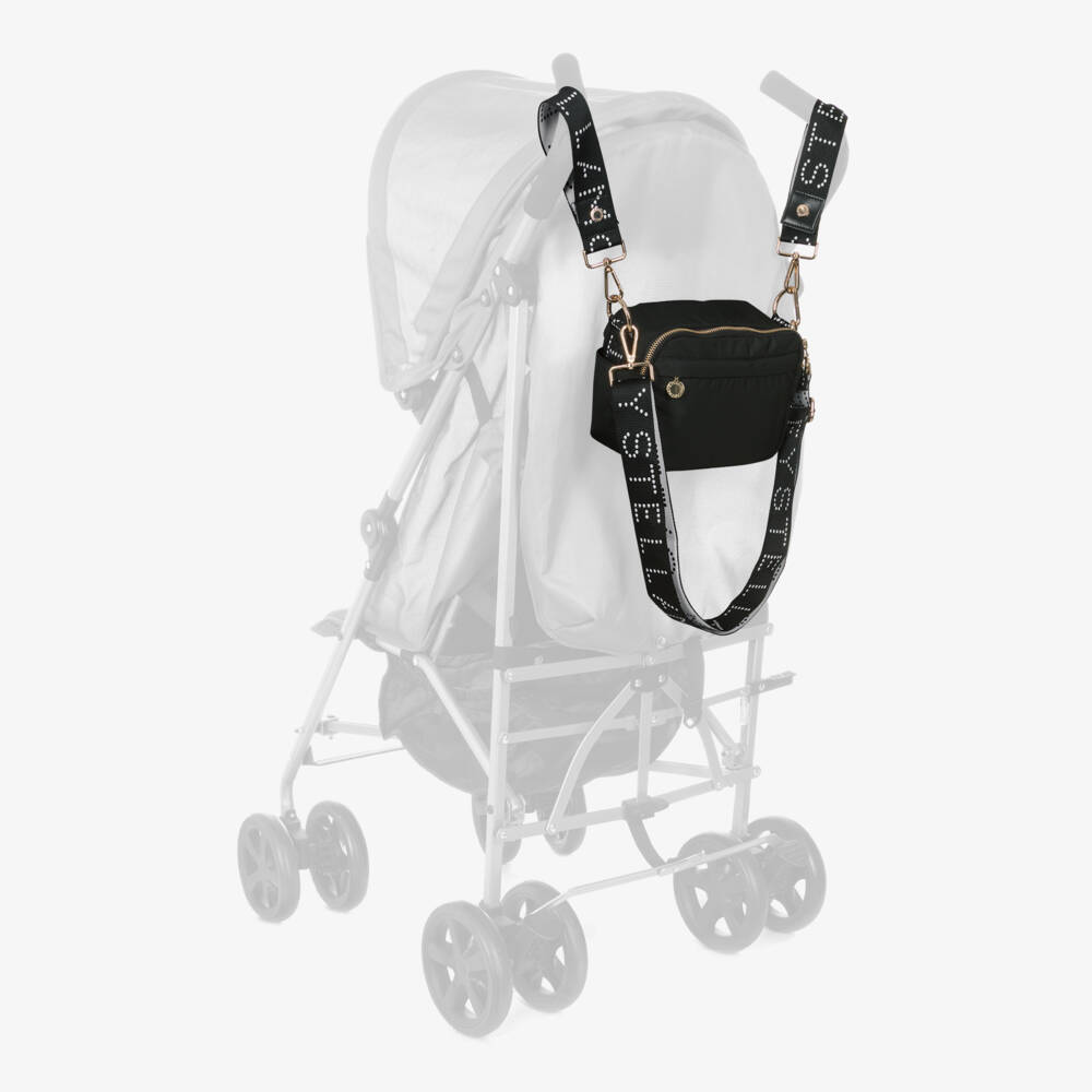 Stella McCartney Kids-Mini Black Crossbody Logo Changing Bag (25cm) | Childrensalon Outlet