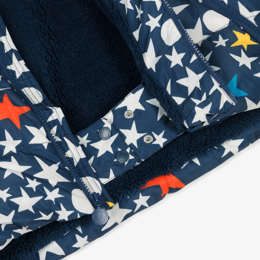 Stella McCartney Kids-Navy Blue Star Print Puffer Jacket | Childrensalon Outlet