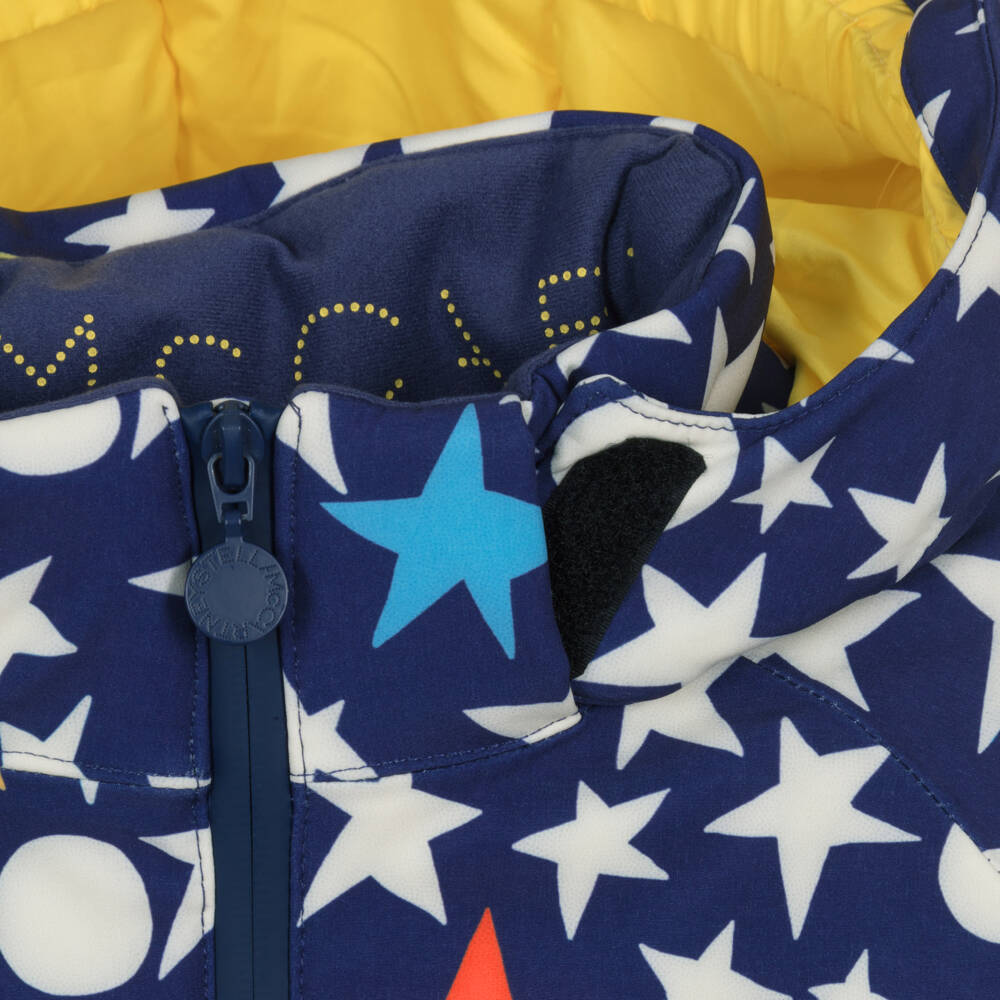 Stella McCartney Kids-Navy Blue Star Print Technical Ski Jacket | Childrensalon Outlet