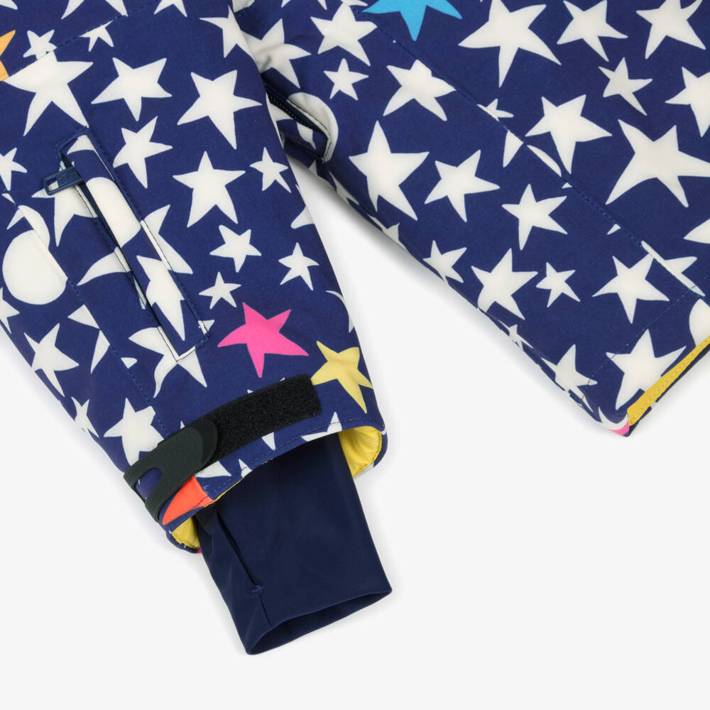 Stella McCartney Kids-Navy Blue Star Print Technical Ski Jacket | Childrensalon Outlet