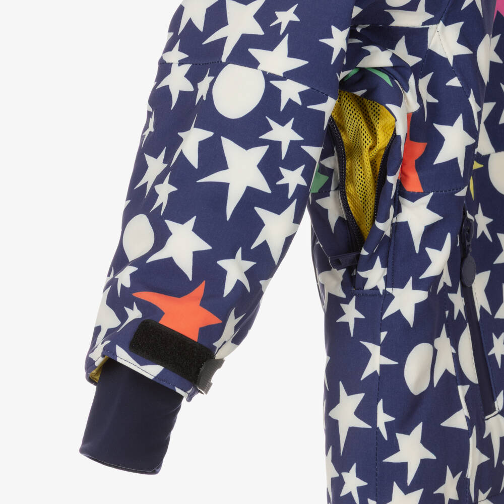 Stella McCartney Kids-Navy Blue Star Print Technical Ski Jacket | Childrensalon Outlet