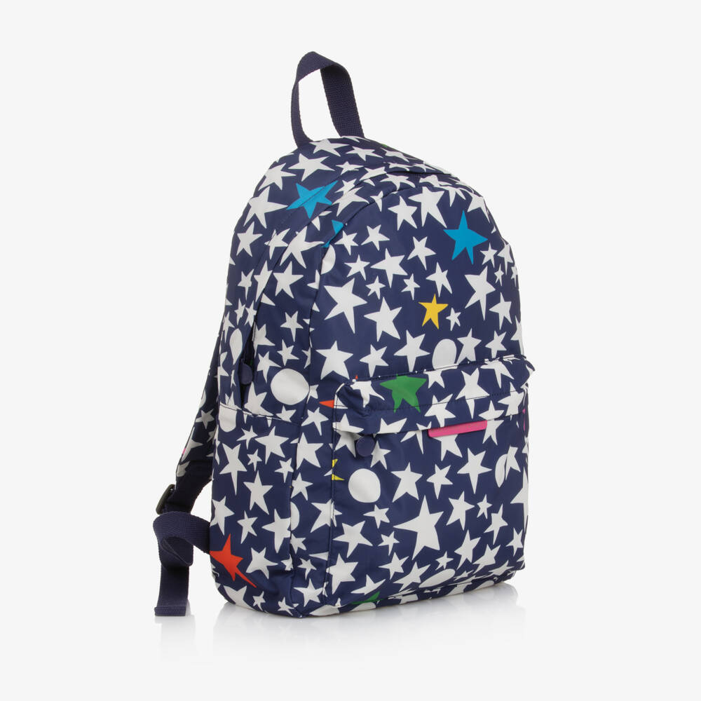 Stella McCartney Kids-Navy Blue & White Star Backpack (42cm) | Childrensalon Outlet