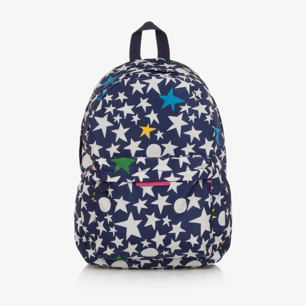 Stella McCartney Kids-Navy Blue & White Star Backpack (42cm) | Childrensalon Outlet