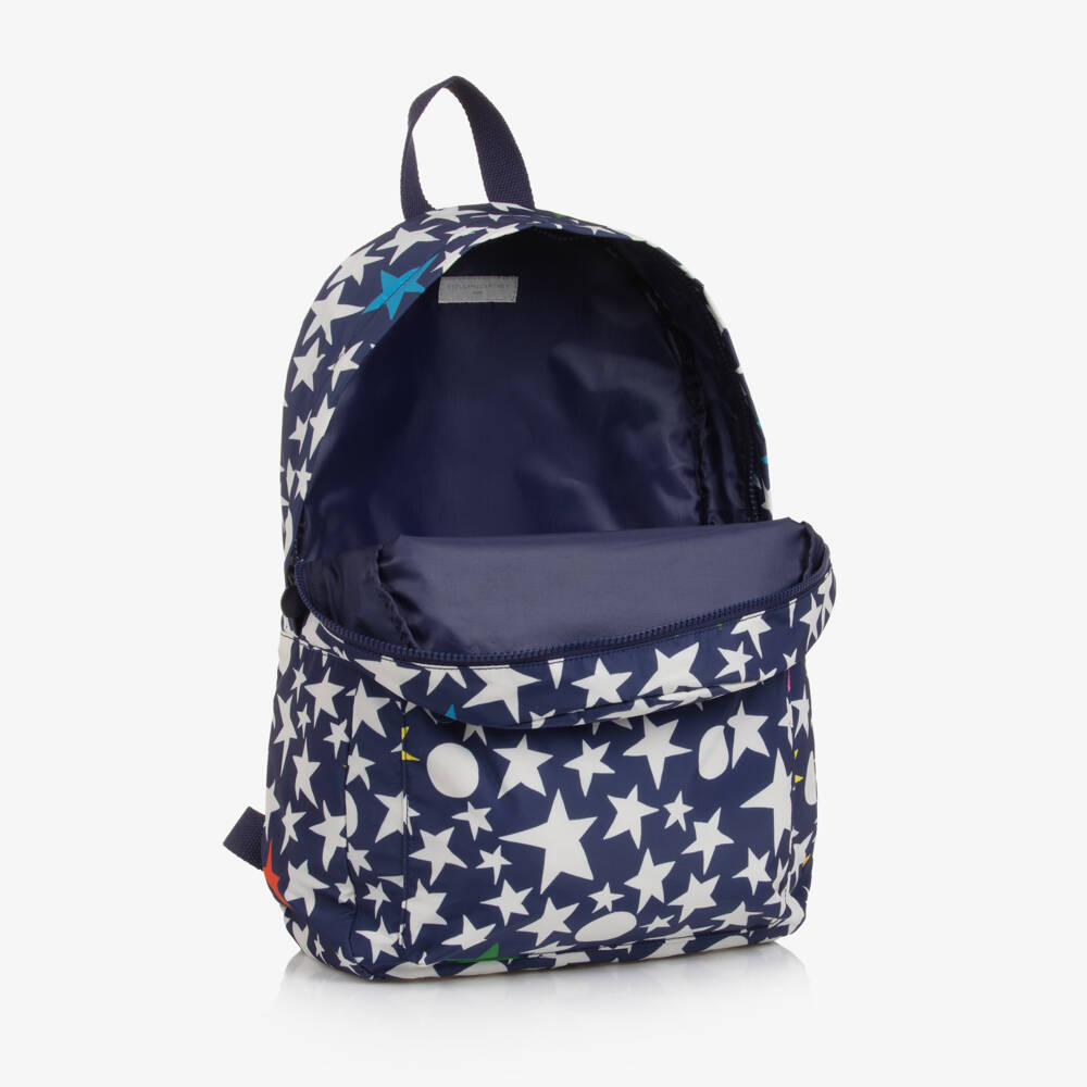 Stella McCartney Kids-Navy Blue & White Star Backpack (42cm) | Childrensalon Outlet