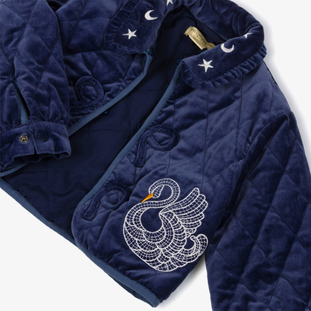 Stella McCartney Kids-Navy Velour Swan Jacket | Childrensalon Outlet