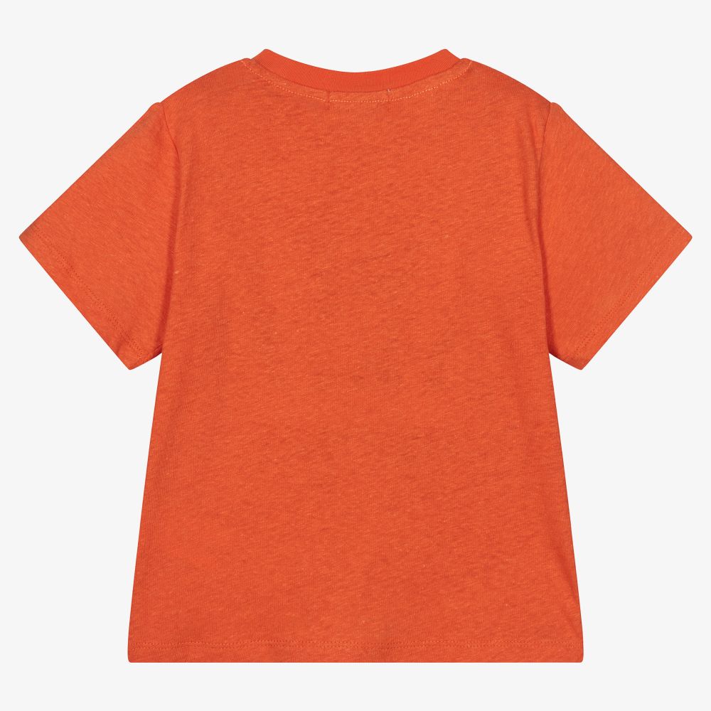 Stella McCartney Kids-Orange Linen & Cotton T-Shirt | Childrensalon Outlet