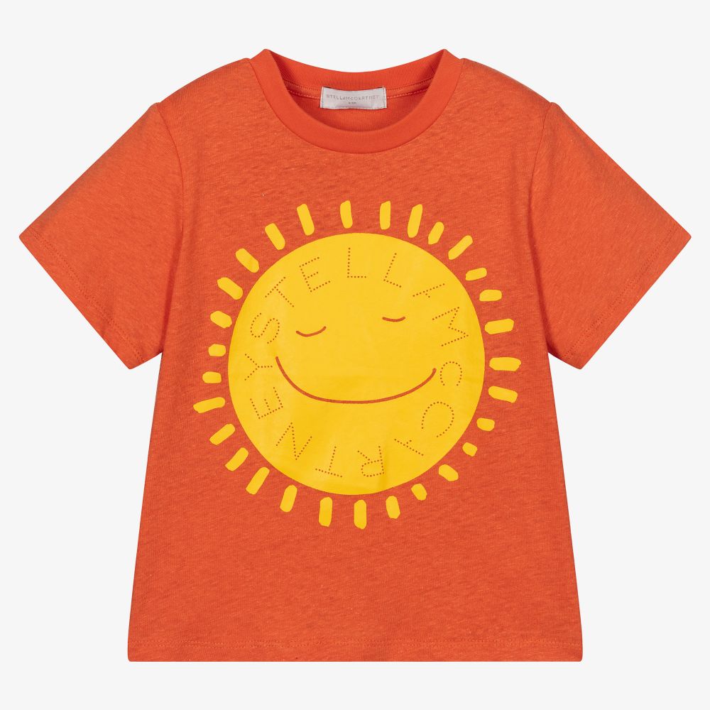 Stella McCartney Kids - Orange Linen & Cotton T-Shirt | Childrensalon