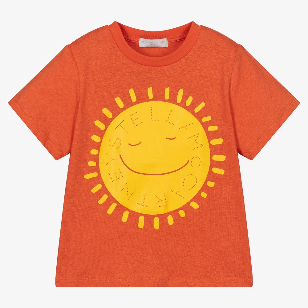 Stella McCartney Kids - Oranges Leinen- und Baumwoll-T-Shirt | Childrensalon