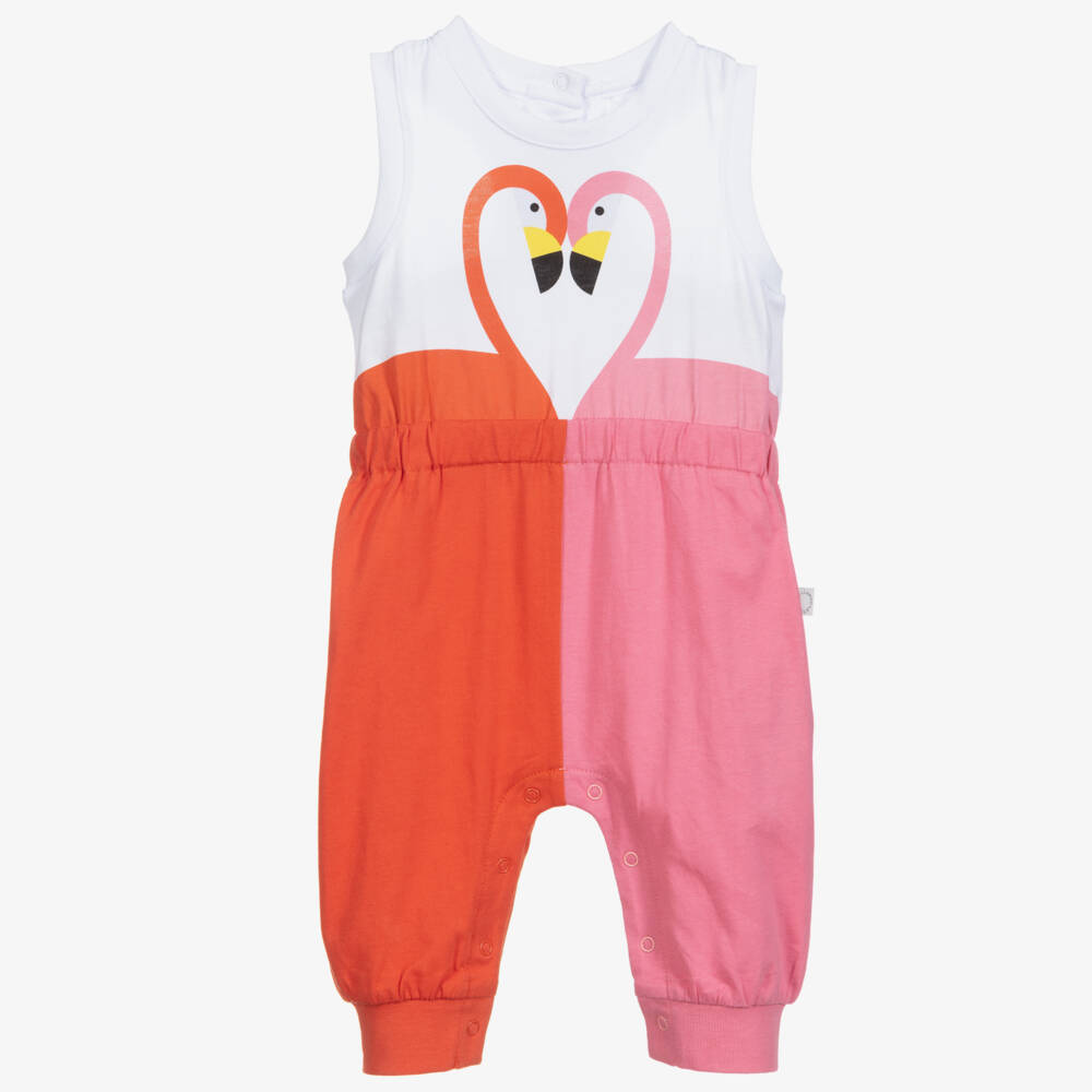 Stella McCartney Kids-جمبسوت قطن جيرسي لون برتقالي وزهري للأطفال | Childrensalon Outlet