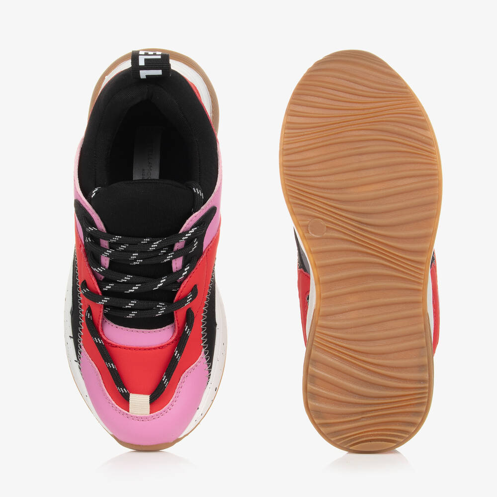 Stella McCartney Kids-Pink & Black Lace-Up Trainers | Childrensalon Outlet