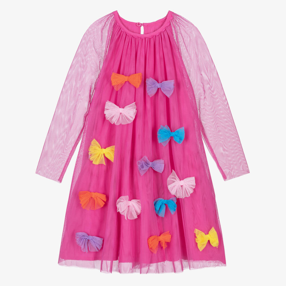 Stella McCartney Kids-Pink Bow Tulle Dress | Childrensalon Outlet