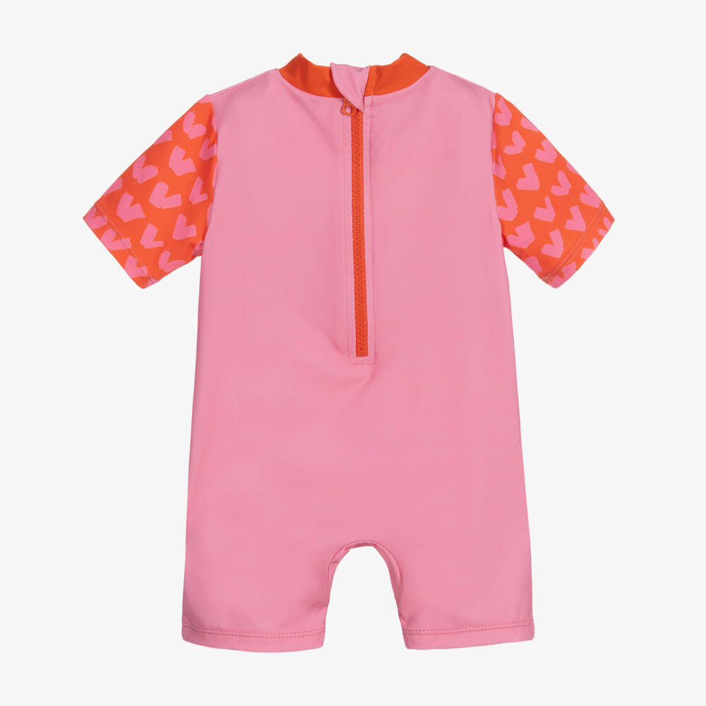 Stella McCartney Kids-Розовый купальник с фламинго (UPF50+) | Childrensalon Outlet