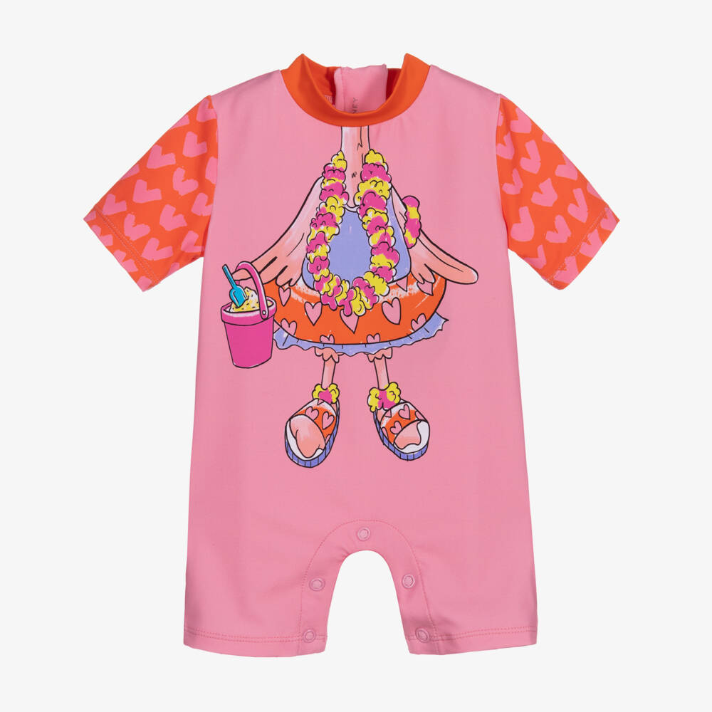 Stella McCartney Kids-Pink Flamingo Swimsuit (UPF50+) | Childrensalon Outlet